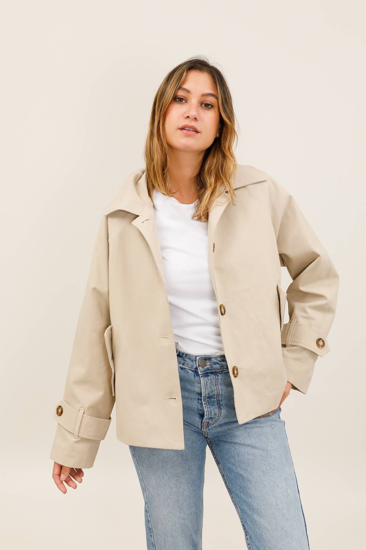 Cropped Cotton Trench Jacket - Helene Clarkson Design