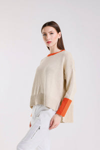Lisbeth Contrast Neck Hi/Low Sweater - Helene Clarkson Design