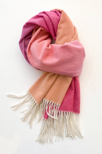 Salmon / Rose Tri-tone Reversible Wrap – Artisan Shawl - Helene Clarkson Design