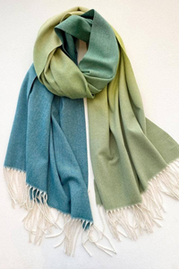 Green / Blue Tri-tone Reversible Wrap – Artisan Shawl - Helene Clarkson Design