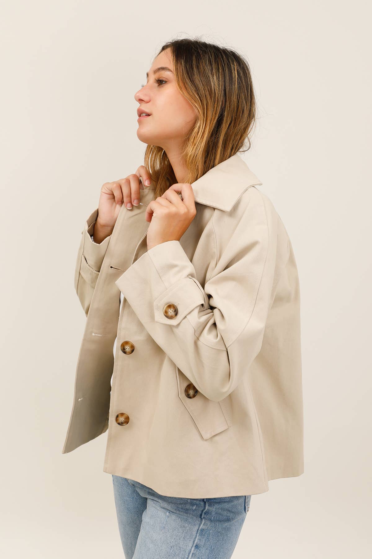 Cropped Cotton Trench Jacket - Helene Clarkson Design