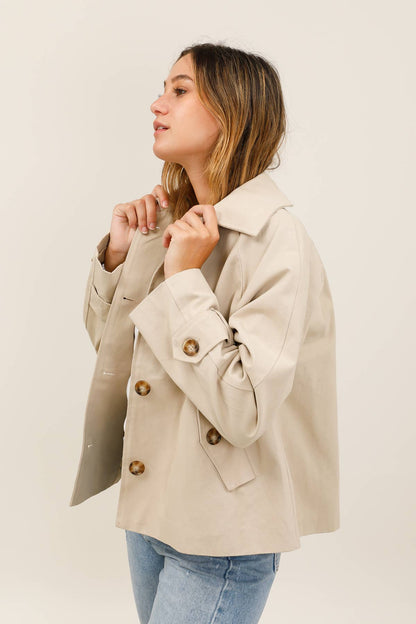 Cropped Cotton Trench Jacket - Helene Clarkson Design