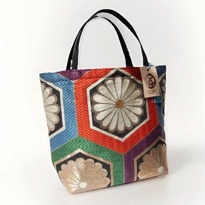 One-of-a-Kind Kikkō Chrysanthemum Vintage Obi Silk Tote