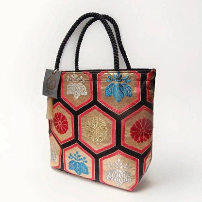 One-of-a-Kind Kikkō Geometric Vintage Obi Silk Tote
