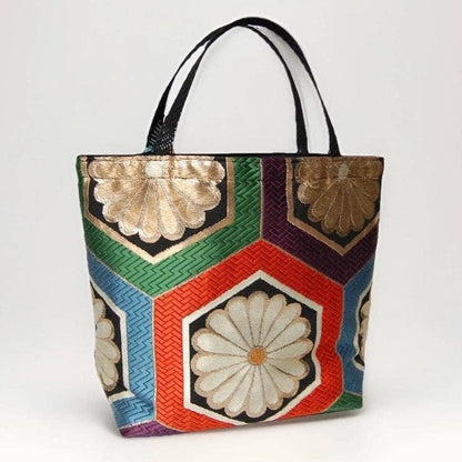 One-of-a-Kind Kikkō Chrysanthemum Vintage Obi Silk Tote