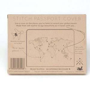 Stitch Map Leather Passport Cover Brown - Helene Clarkson Design