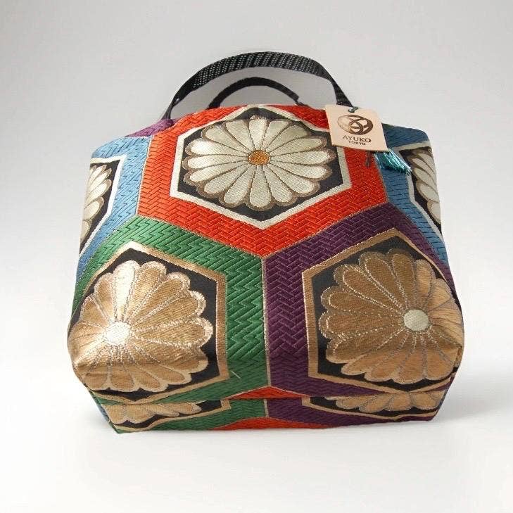 One-of-a-Kind Kikkō Chrysanthemum Vintage Obi Silk Tote