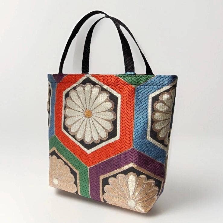 One-of-a-Kind Kikkō Chrysanthemum Vintage Obi Silk Tote