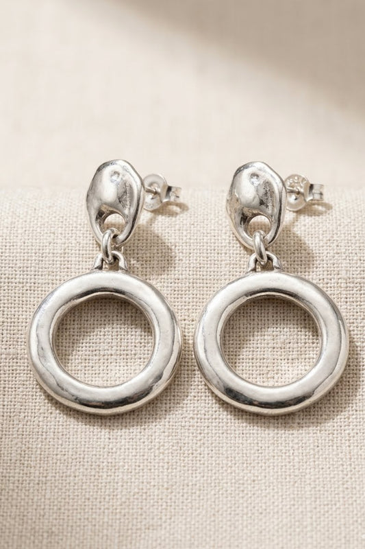 Ciclón Silver-Plated Sculptural Circle Earrings