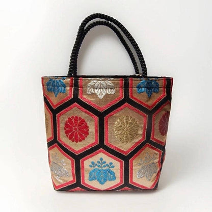 One-of-a-Kind Kikkō Geometric Vintage Obi Silk Tote