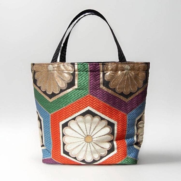 One-of-a-Kind Kikkō Chrysanthemum Vintage Obi Silk Tote
