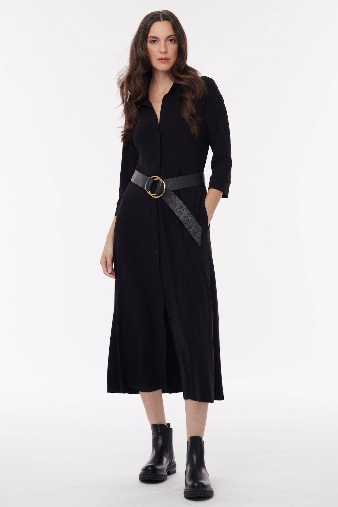 Camrose 3/4 Length Sleeve Maxi Dress - Black - Helene Clarkson Design