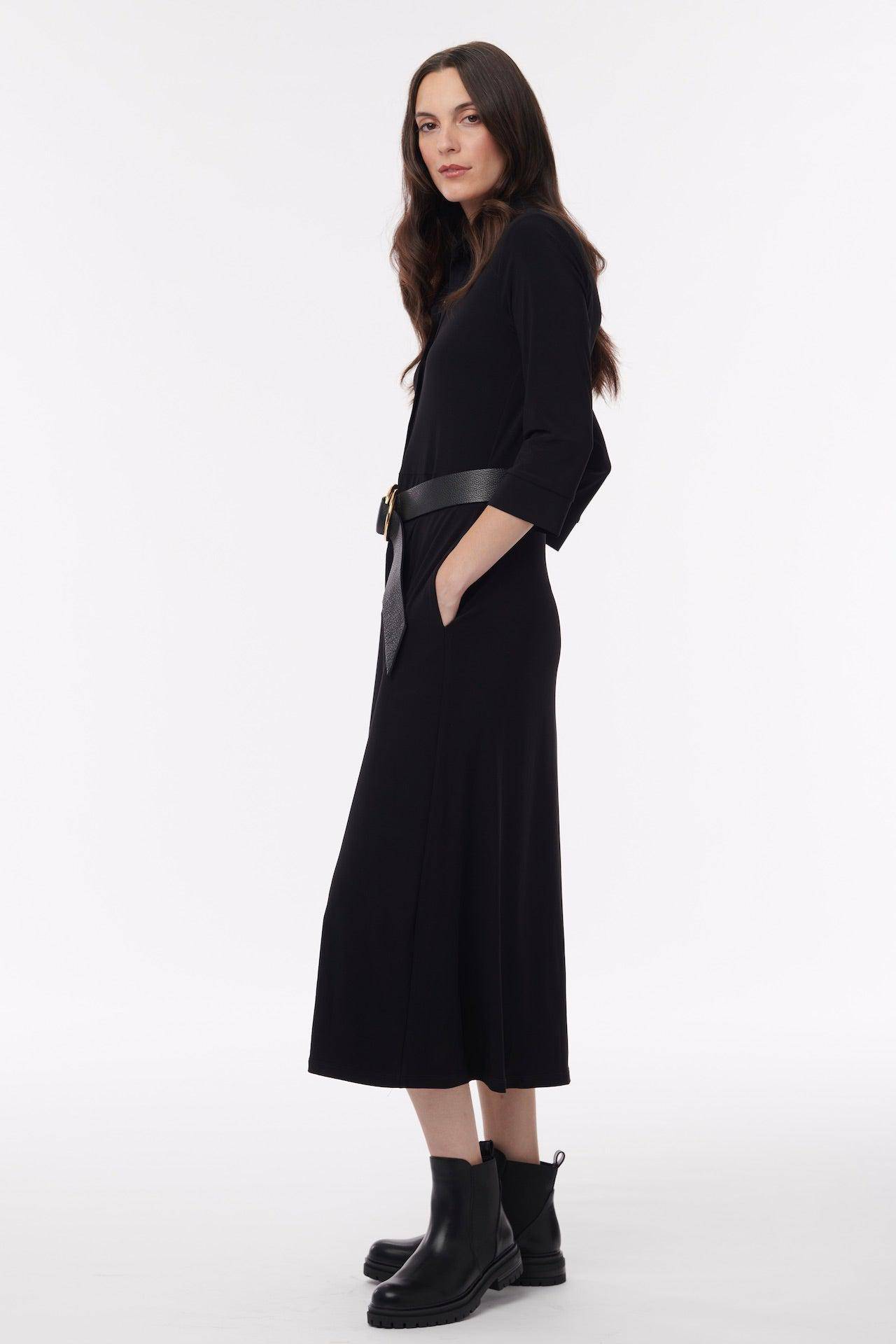 Camrose 3/4 Length Sleeve Maxi Dress - Black - Helene Clarkson Design