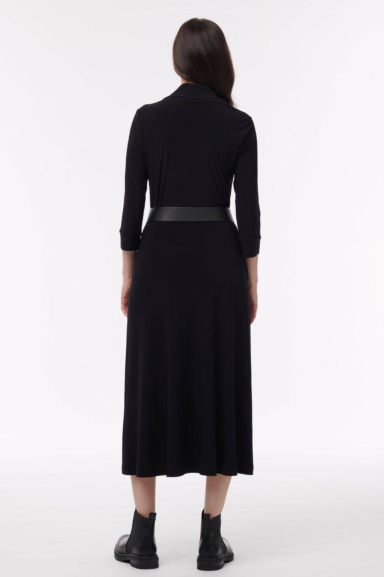 Camrose 3/4 Length Sleeve Maxi Dress - Black - Helene Clarkson Design