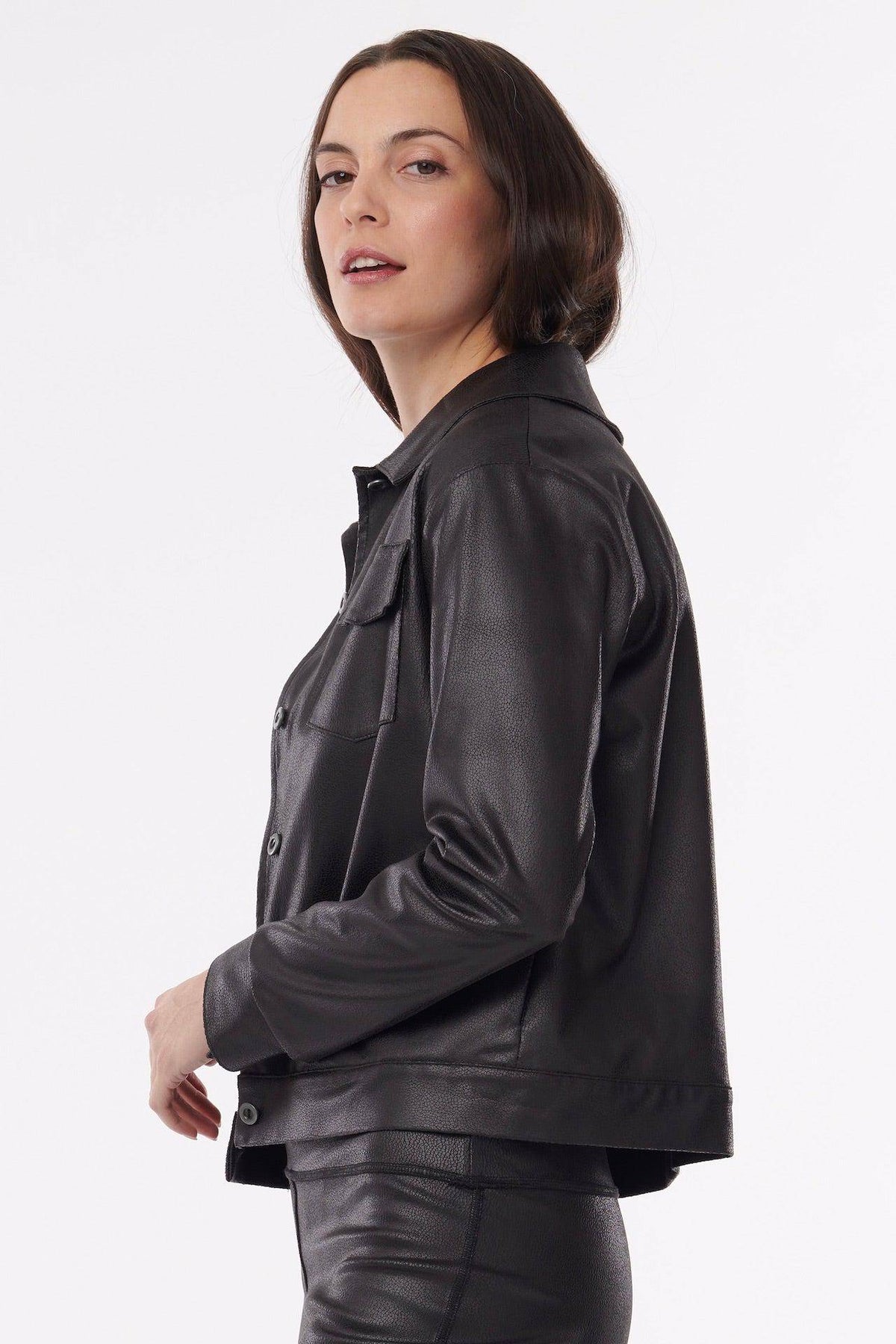 Ballina Reversible Jacket Leather/Suede - Black - Helene Clarkson Design