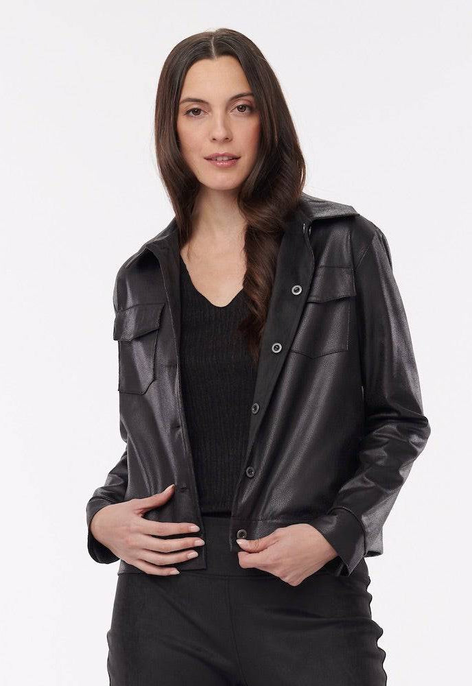 Ballina Reversible Jacket Leather/Suede - Black - Helene Clarkson Design