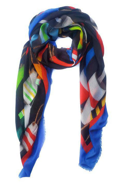 Oversized Square Italian Cashmere Blend Scarf - East Coast Buoys, Atlantic Coast - Helene Clarkson Design
