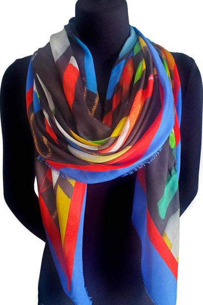 Oversized Square Italian Cashmere Blend Scarf - East Coast Buoys, Atlantic Coast - Helene Clarkson Design