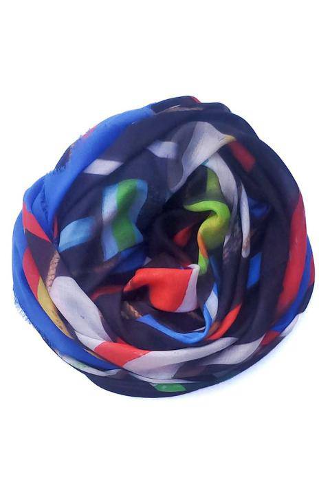 Oversized Square Italian Cashmere Blend Scarf - East Coast Buoys, Atlantic Coast - Helene Clarkson Design