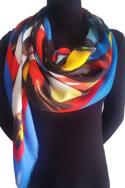 Oversized Square Italian Cashmere Blend Scarf - East Coast Buoys, Atlantic Coast - Helene Clarkson Design