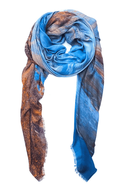 Oversized Square Italian Cashmere Blend Scarf - Icelandic Blue, Iceland - Helene Clarkson Design