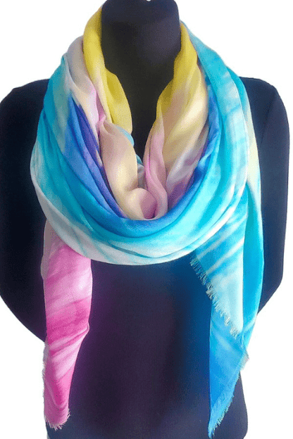 Oversized Square Italian Cashmere Blend Scarf - Prismatic, New Zealand - Helene Clarkson Design