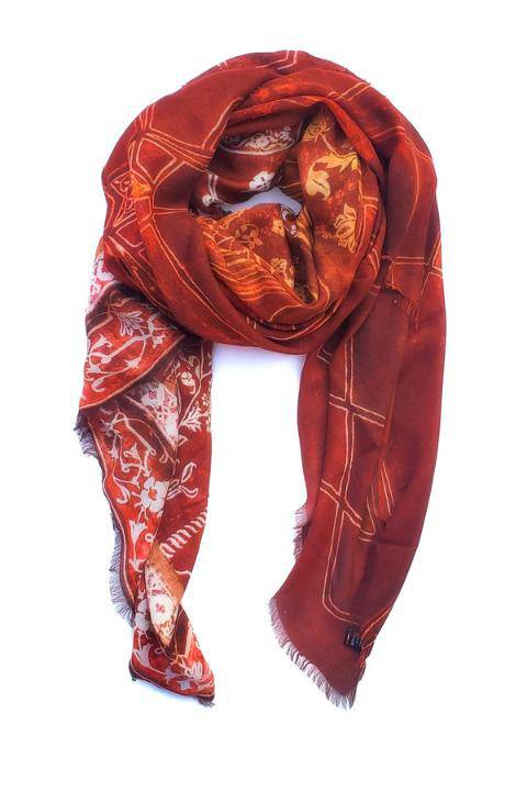 Oversized square Italian cashmere blend scarf featuring Taj Mahal print, soft and luxurious fabric by Lolili, perfect for stylish warmth.