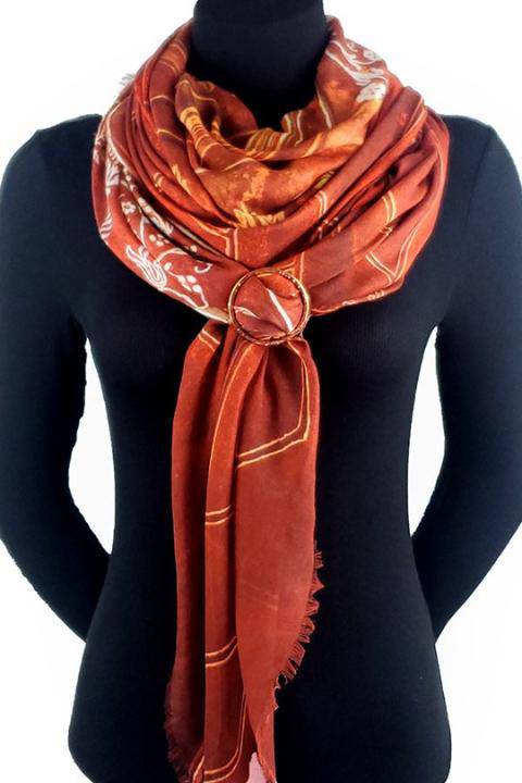 Oversized square Italian cashmere blend scarf featuring Taj Mahal design, by Lolili, showcasing elegant fabric and detailed pattern.