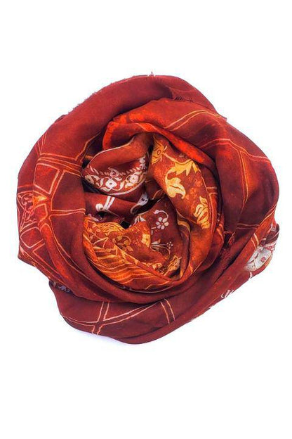 Large square Italian cashmere blend scarf by Lolili with Taj Mahal-inspired design, showcasing intricate patterns and soft fabric.