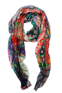 Oversized Square Italian Cashmere Blend Scarf - Tapestry, India - Helene Clarkson Design