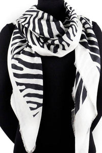 Oversized Square Italian Cashmere Blend Scarf - Zebra, East Africa - Helene Clarkson Design