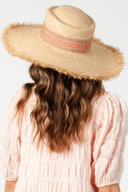 Santorini Frayed Wide Brim Boater Hat - Helene Clarkson Design