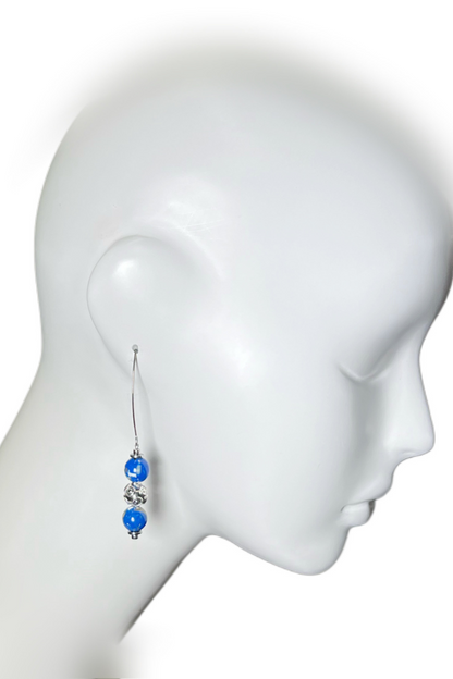 Blue Mother-of-Pearl Earrings in Stainless Steel | Ibérina Design - Helene Clarkson Design