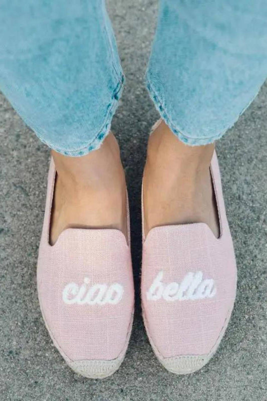 Red Soludos Ciao Bella espadrilles with woven jute soles and ankle ties, stylish slip-ons for casual summer wear.