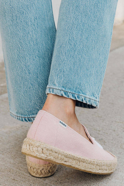 Soludos Ciao Bella espadrilles with woven jute soles and striped fabric uppers, casual summer footwear for women.