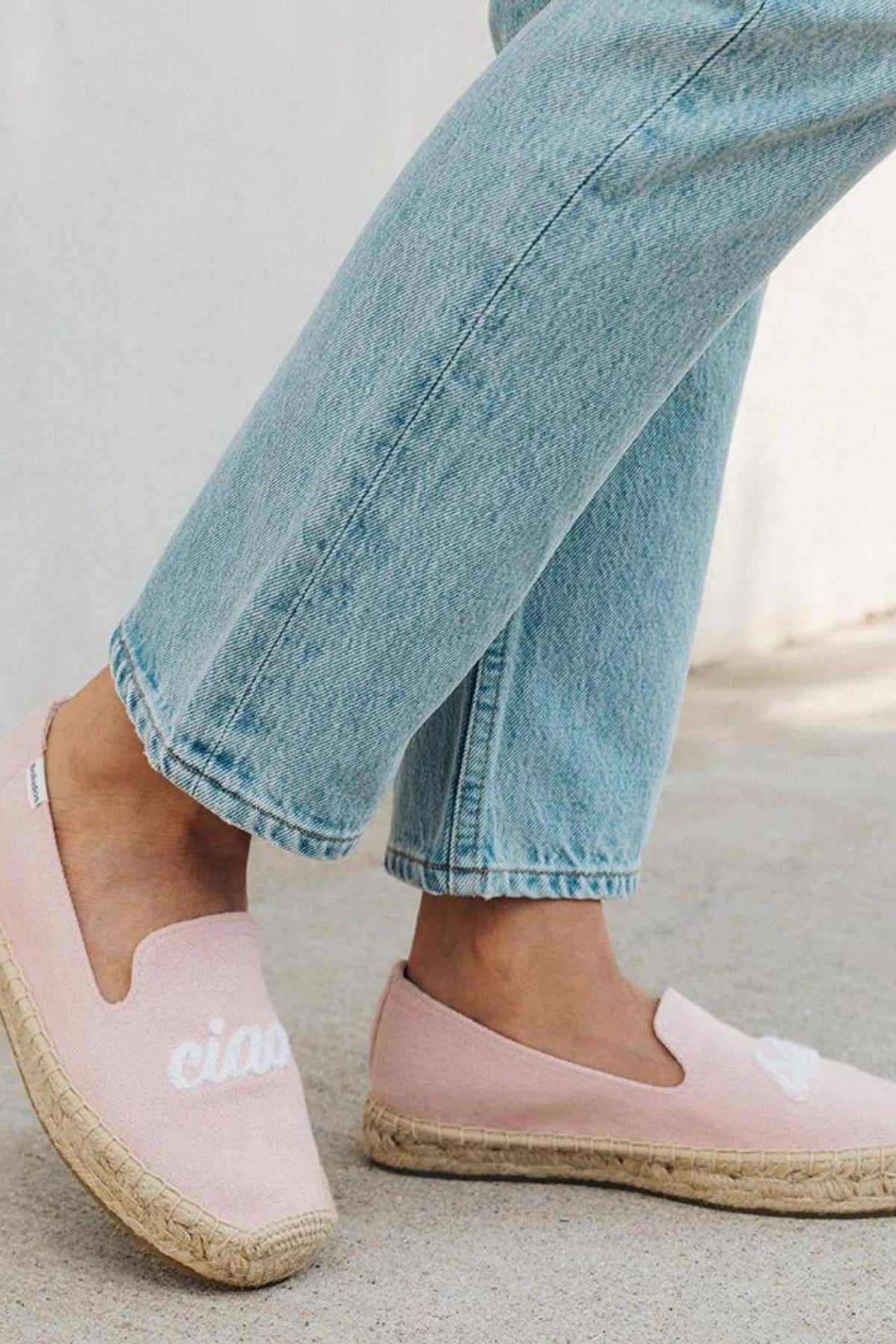 Soludos Ciao Bella Espadrilles in beige with woven jute soles, stylish slip-on shoes for casual summer wear.